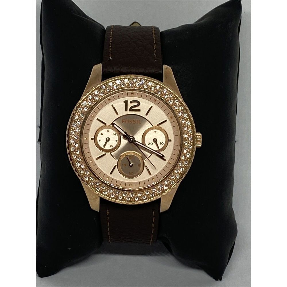Fossil Stella ES3590 Women's Brown Leather Rose Analog Dial Quartz Watch NO119
